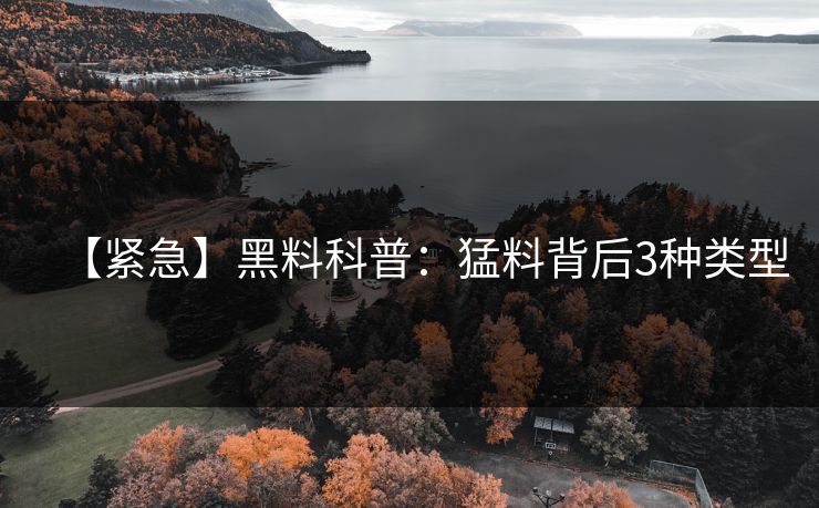 【紧急】黑料科普：猛料背后3种类型