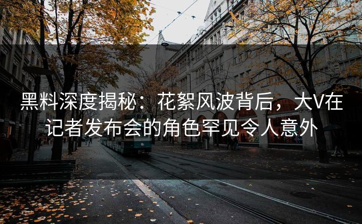 黑料深度揭秘：花絮风波背后，大V在记者发布会的角色罕见令人意外