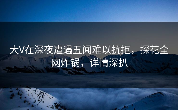 大V在深夜遭遇丑闻难以抗拒，探花全网炸锅，详情深扒