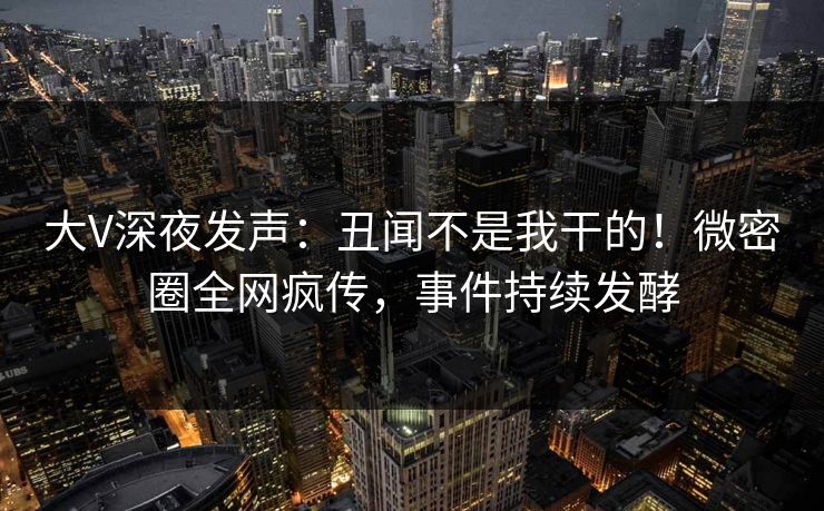 大V深夜发声：丑闻不是我干的！微密圈全网疯传，事件持续发酵