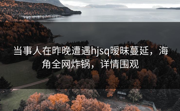当事人在昨晚遭遇hjsq暧昧蔓延，海角全网炸锅，详情围观