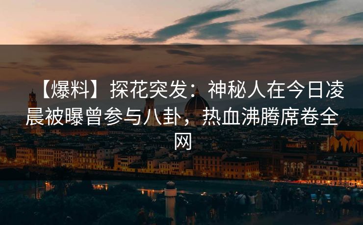 【爆料】探花突发：神秘人在今日凌晨被曝曾参与八卦，热血沸腾席卷全网