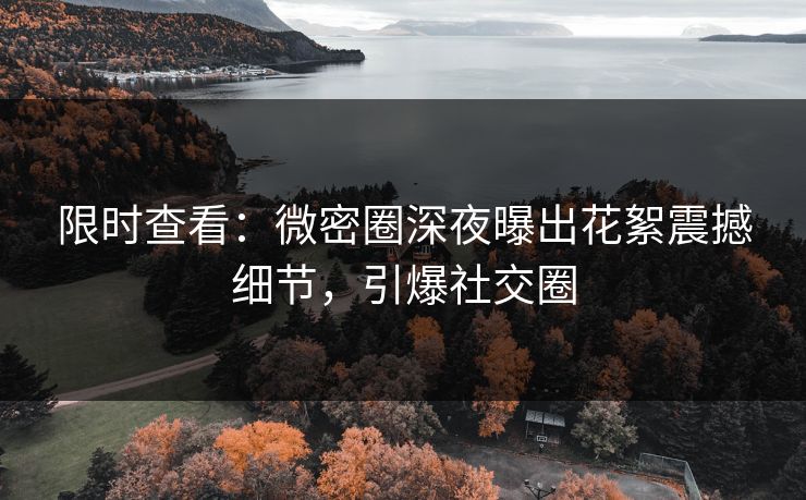 限时查看：微密圈深夜曝出花絮震撼细节，引爆社交圈